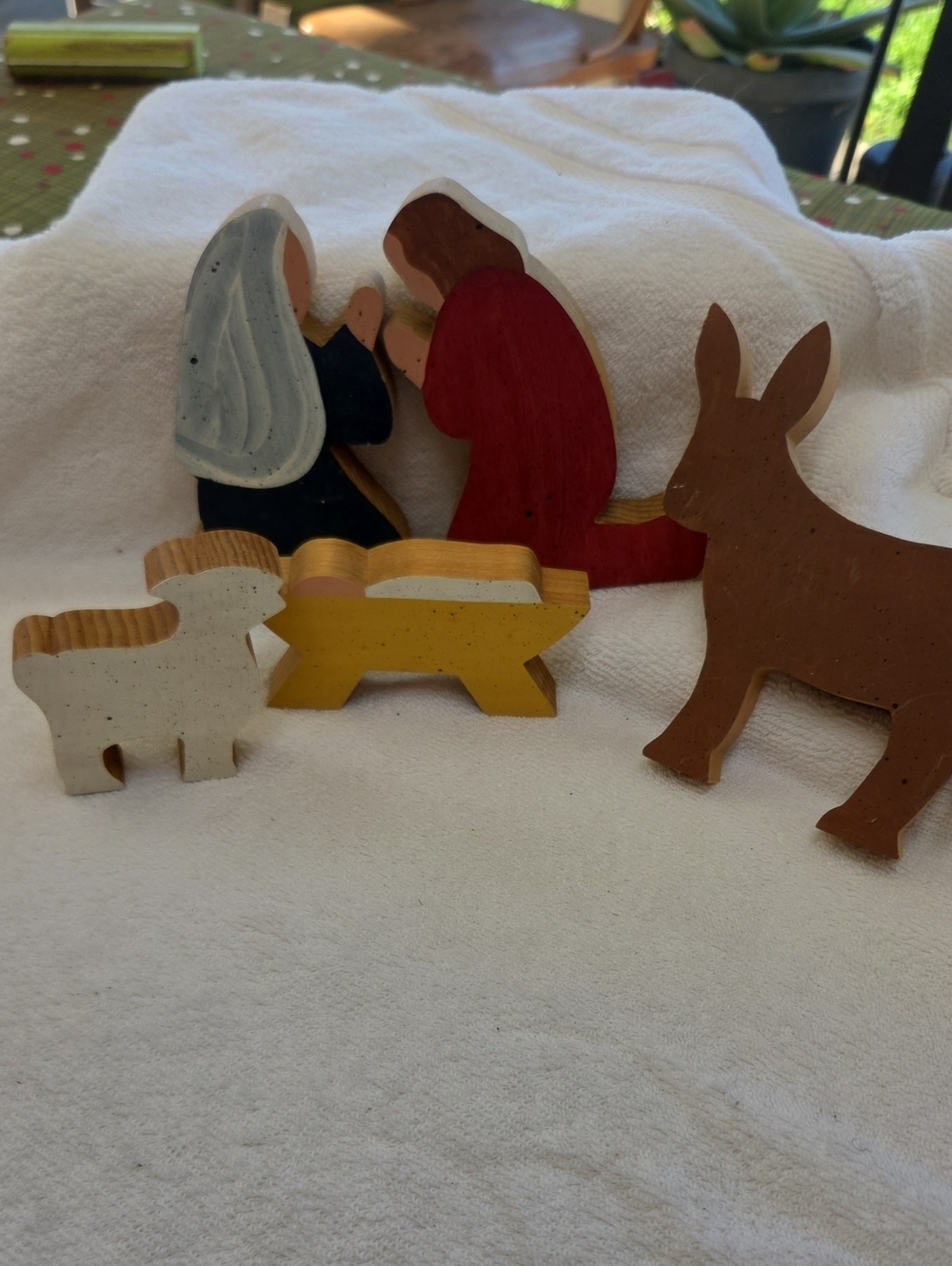 Hand-Painted Wooden Nativity Figurine Set - Multi Color